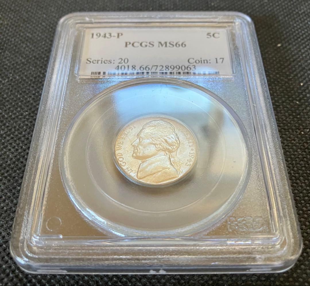 アメリカ 1943P ジェファーソン 5セント Billon貨 PCGS