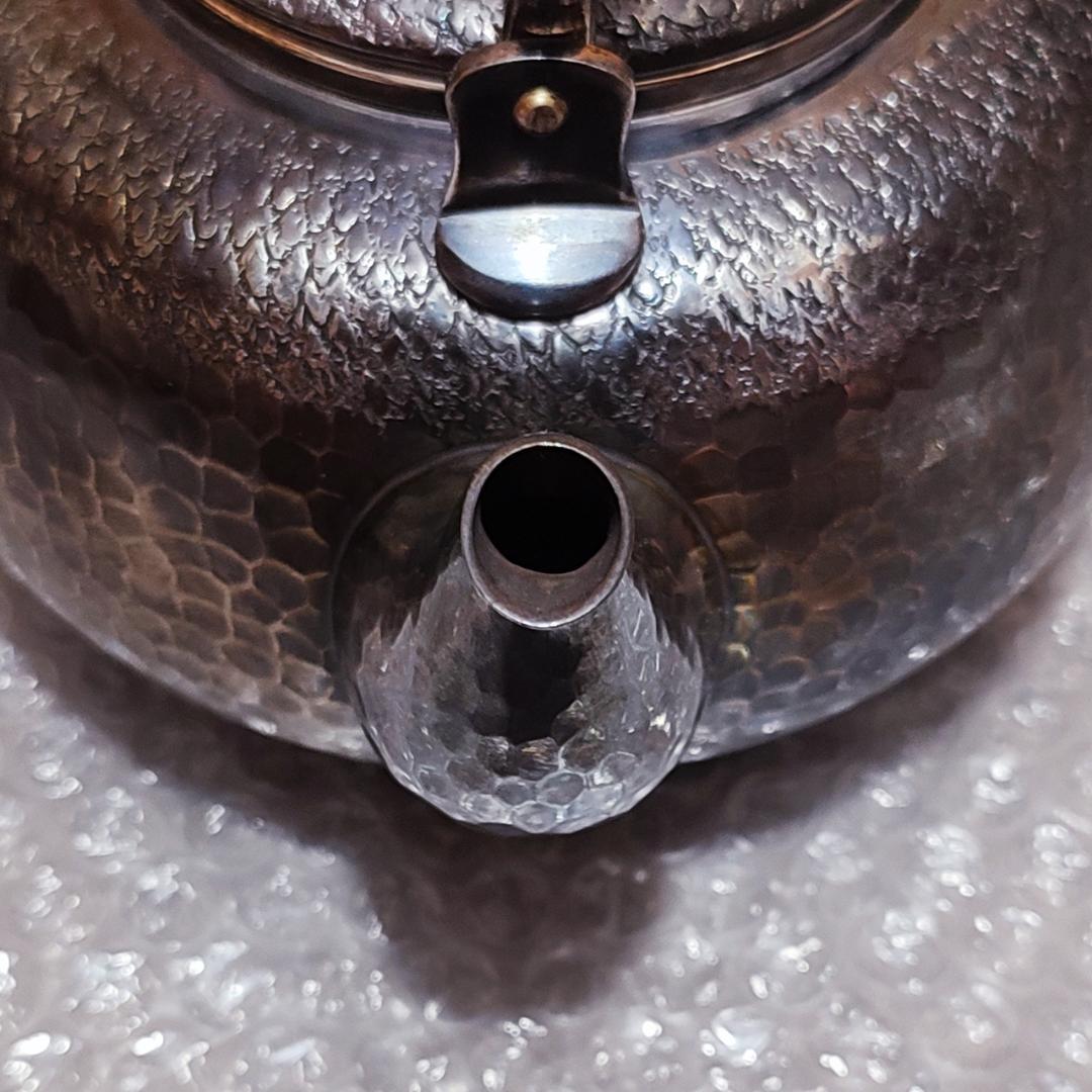 秀峯堂造 茶道具 銀いぶし仕上げ 急須 467g