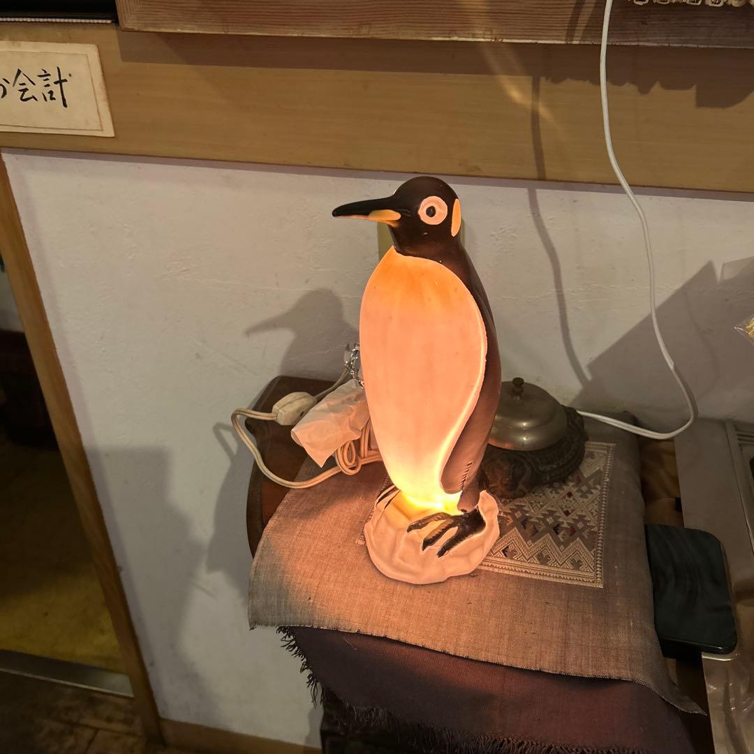ペンギン型陶器ランプ 約30cm