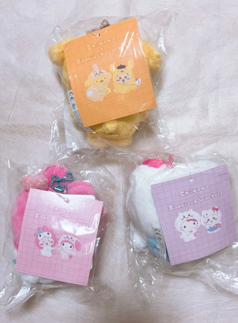 サンリオ ちいかわ　ぬいぐるみ　マスコットホルダーX3