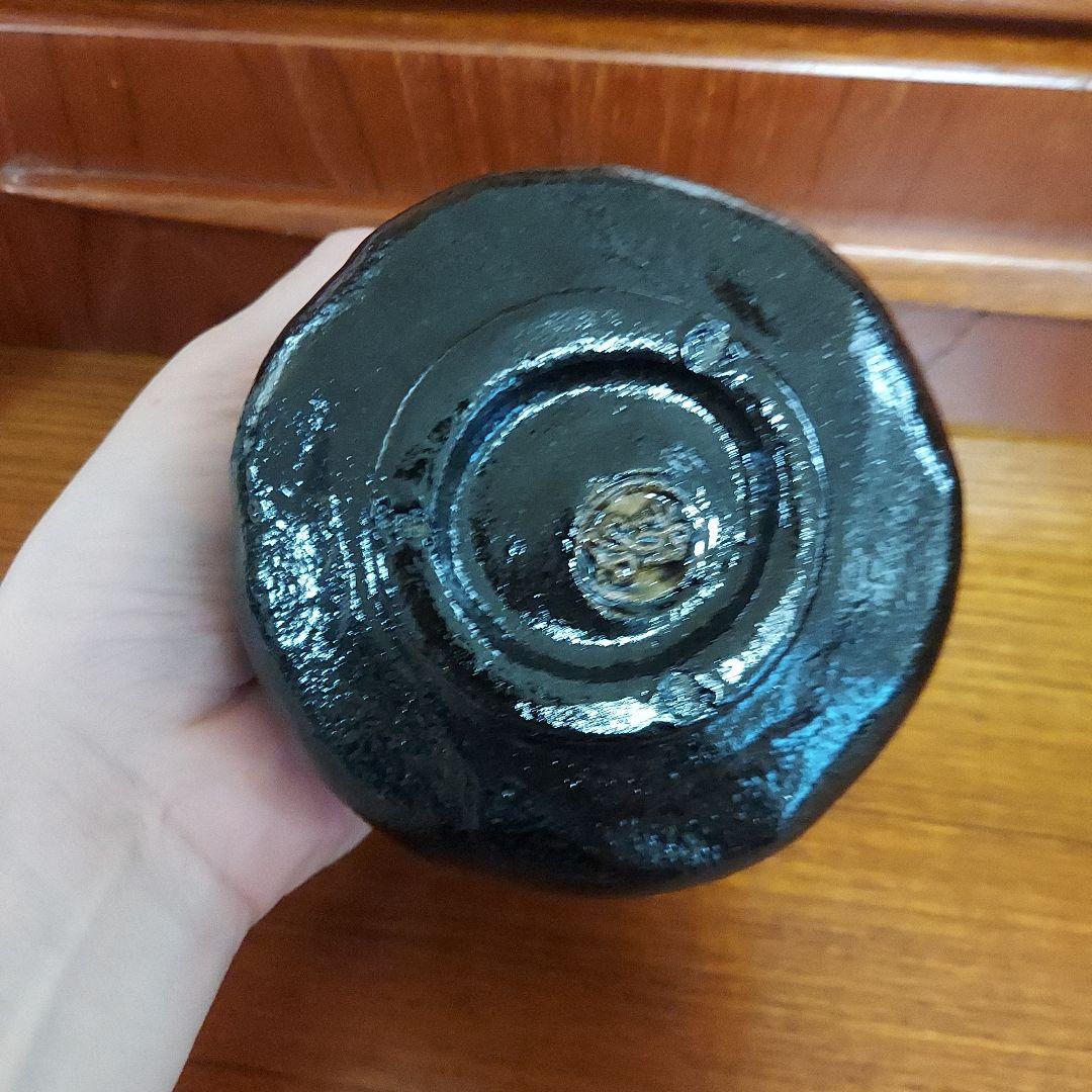 佐々木昭楽　黒楽　筒茶碗