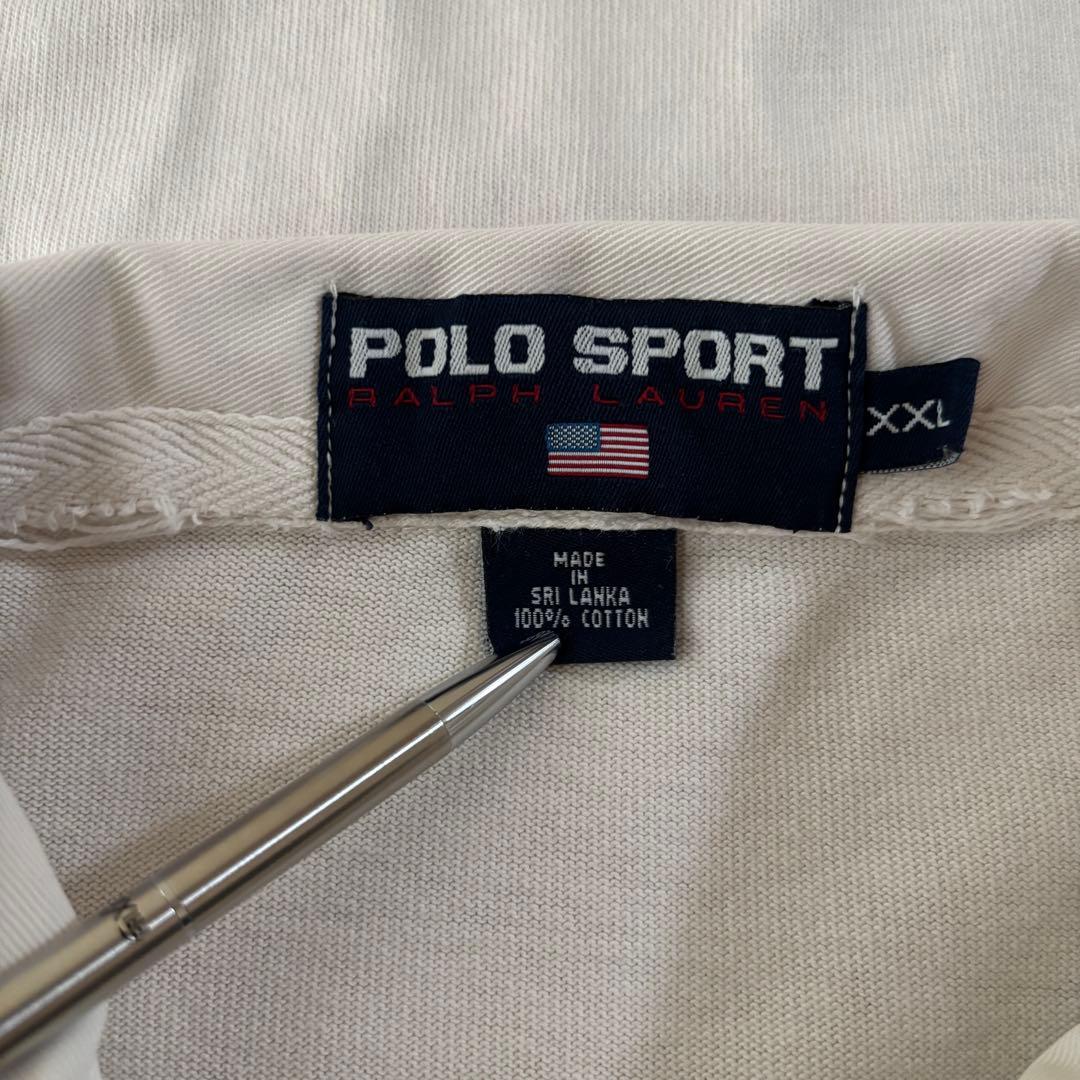 90s POLO SPORT ラガーシャツ XXLバックプリント　アイボリー