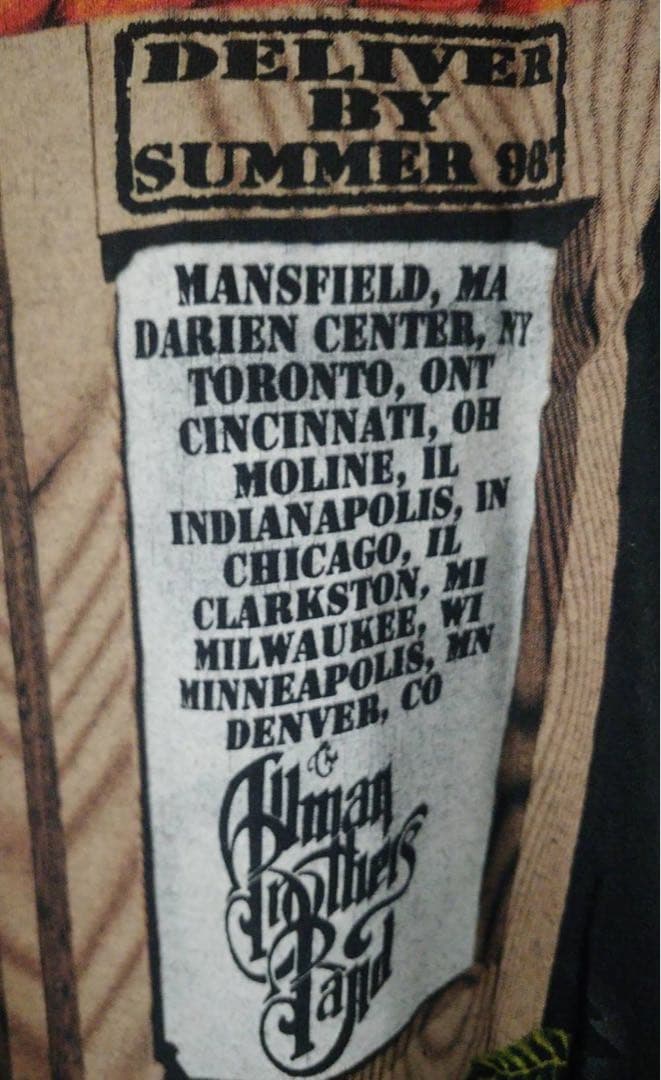 98年製!オールマン・ブラザーズ・バンド“98-ツアー”Tシャツ　黒　XL