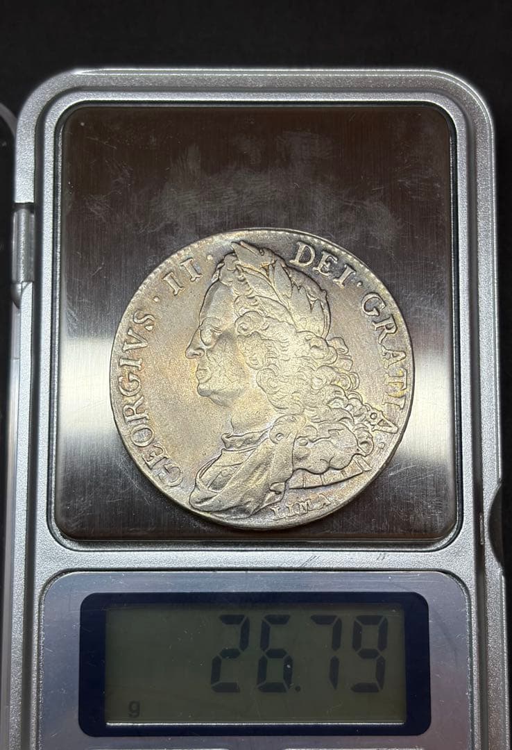 英国 ジョージ2世 LIMA刻印 アンティーク銀貨 クラウン級