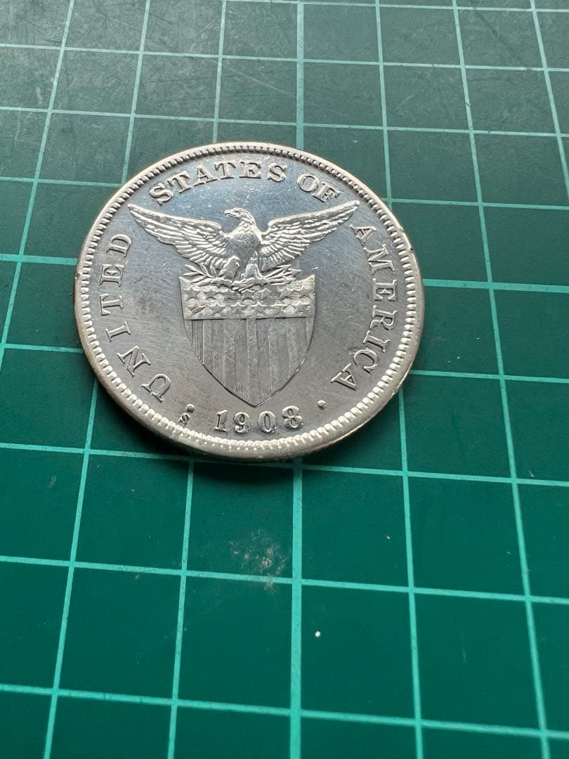 外国銀貨　フィリピン1P銀貨　1908年