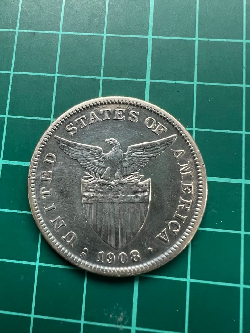 外国銀貨　フィリピン1P銀貨　1908年