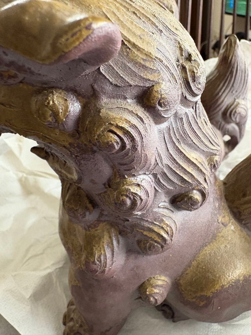 沖縄シーサー 陶器 置物 ペア ヴィンテージ 魔除け 縁起物