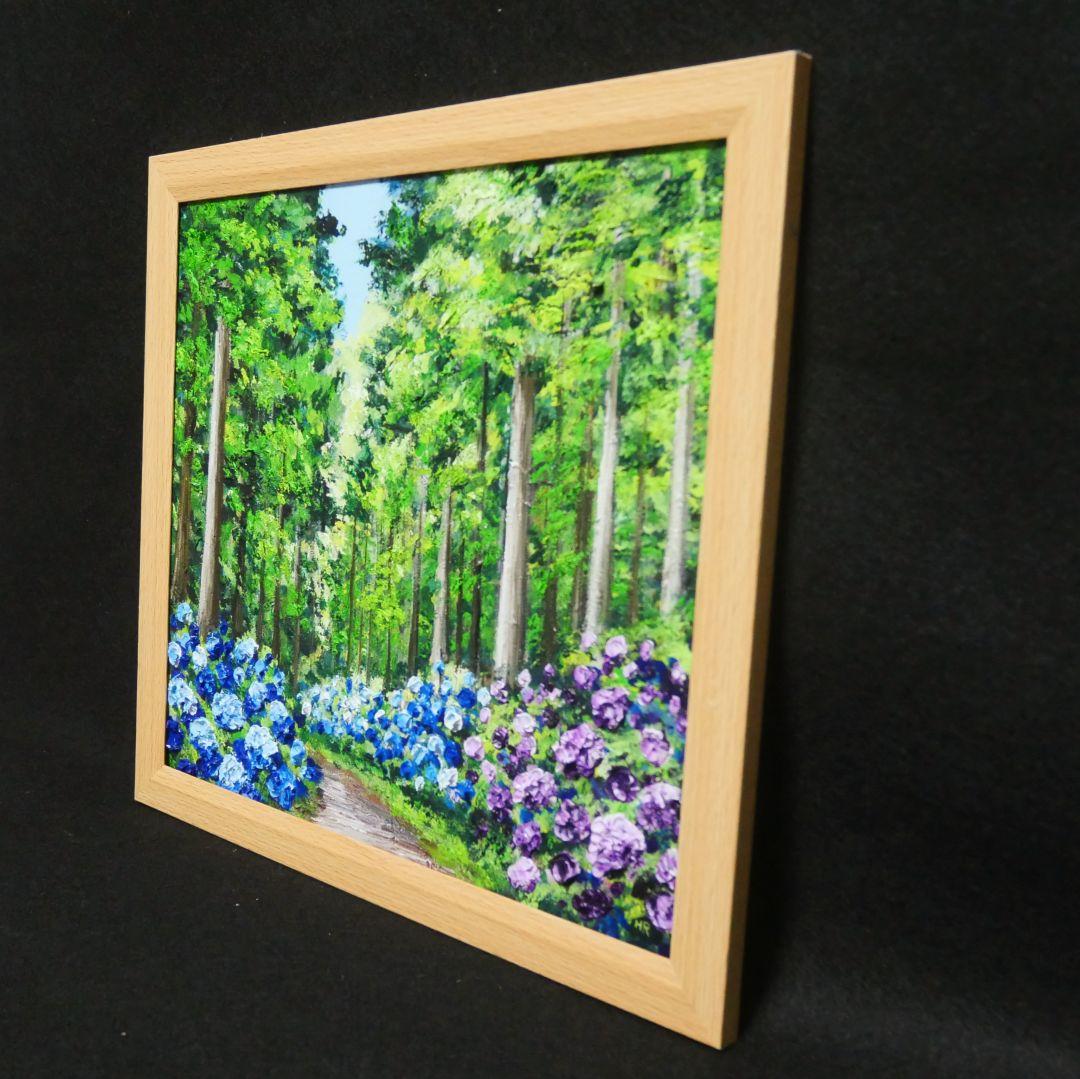 油絵 油彩 油彩画 絵 絵画【森の紫陽花】