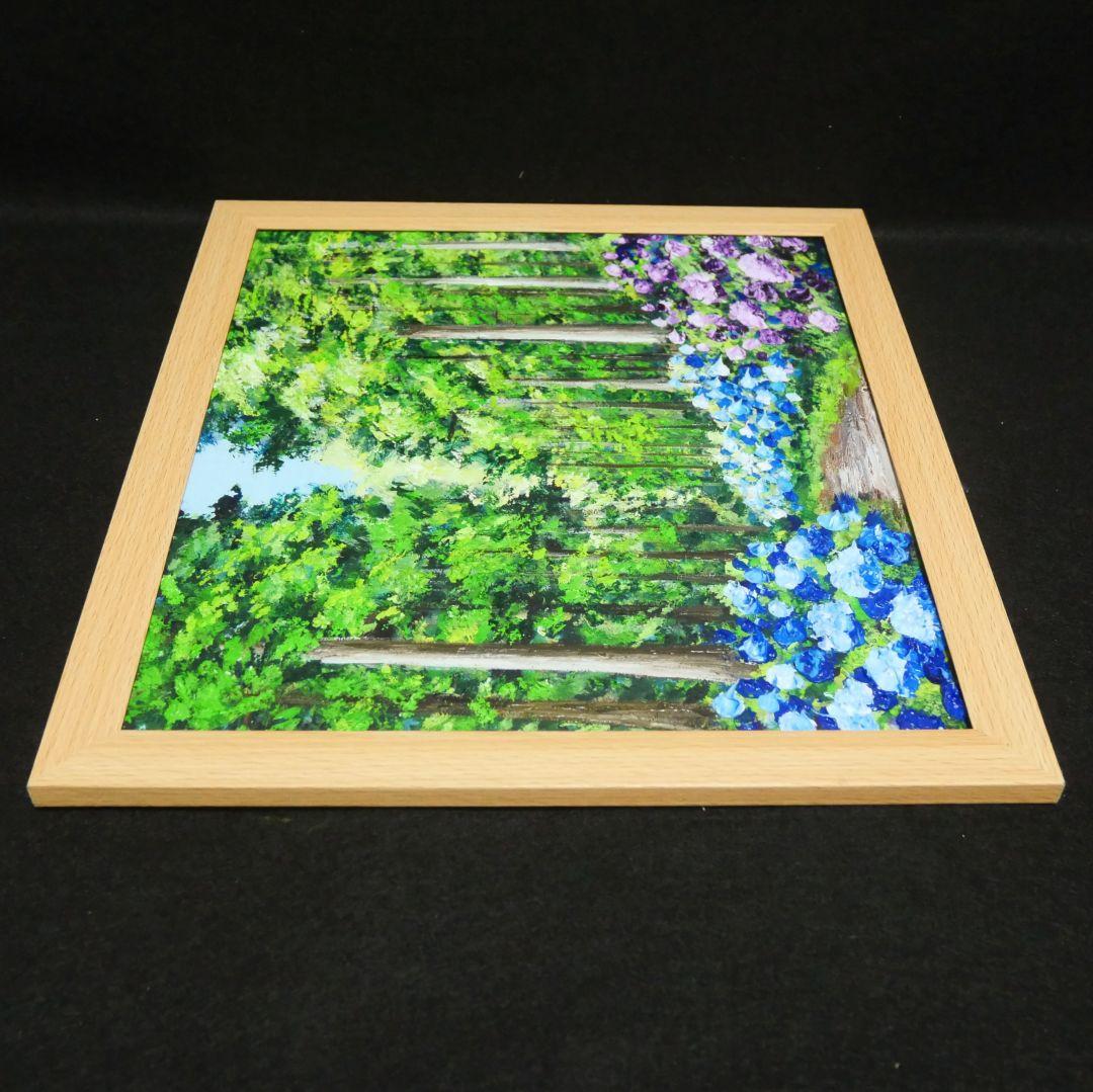 油絵 油彩 油彩画 絵 絵画【森の紫陽花】