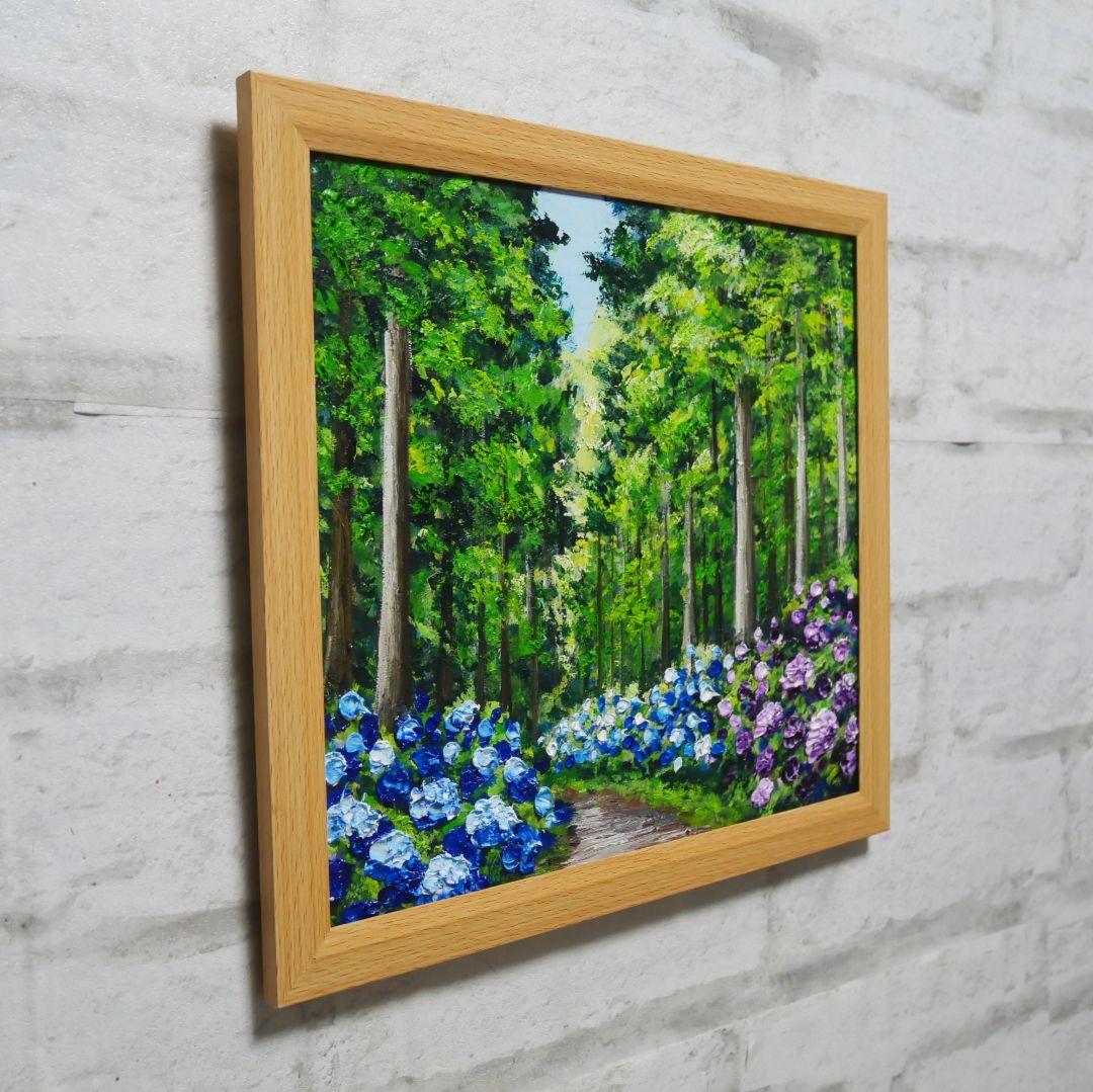 油絵 油彩 油彩画 絵 絵画【森の紫陽花】