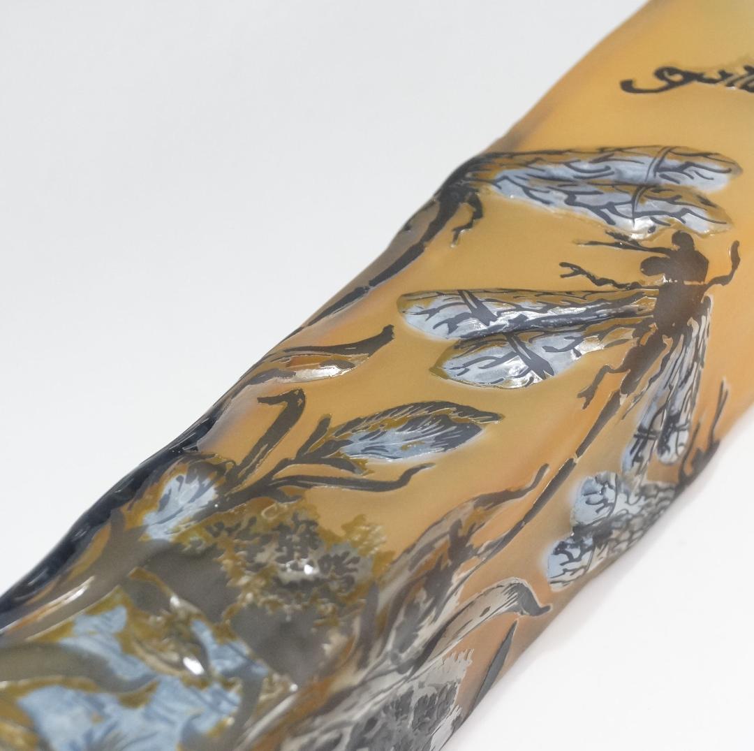 【証明書】 エミール　ガレ　特大　蜻蛉文　花器　花瓶　技法スフレ　被せガラス