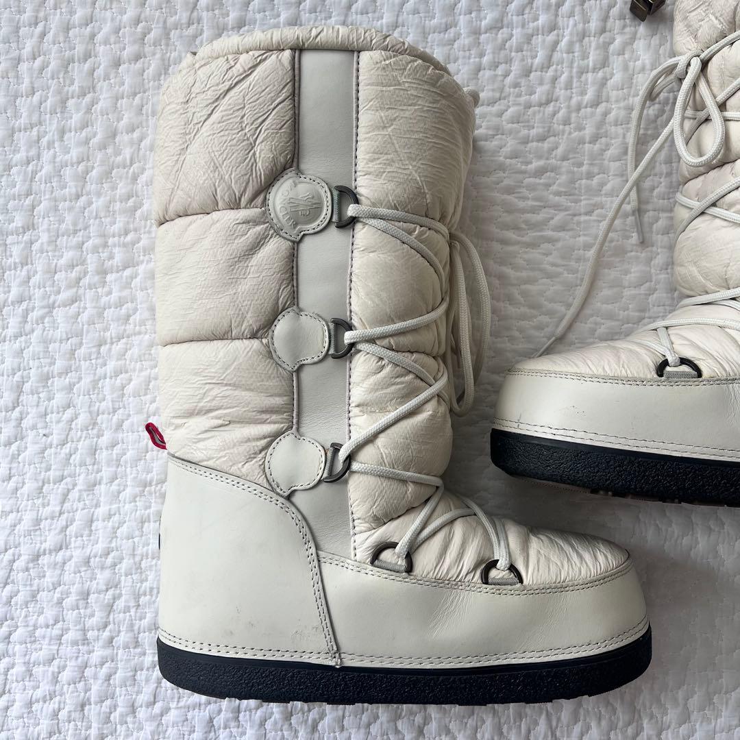 モンクレール スノーブーツ ナイロン ロングブーツ 40 ホワイト