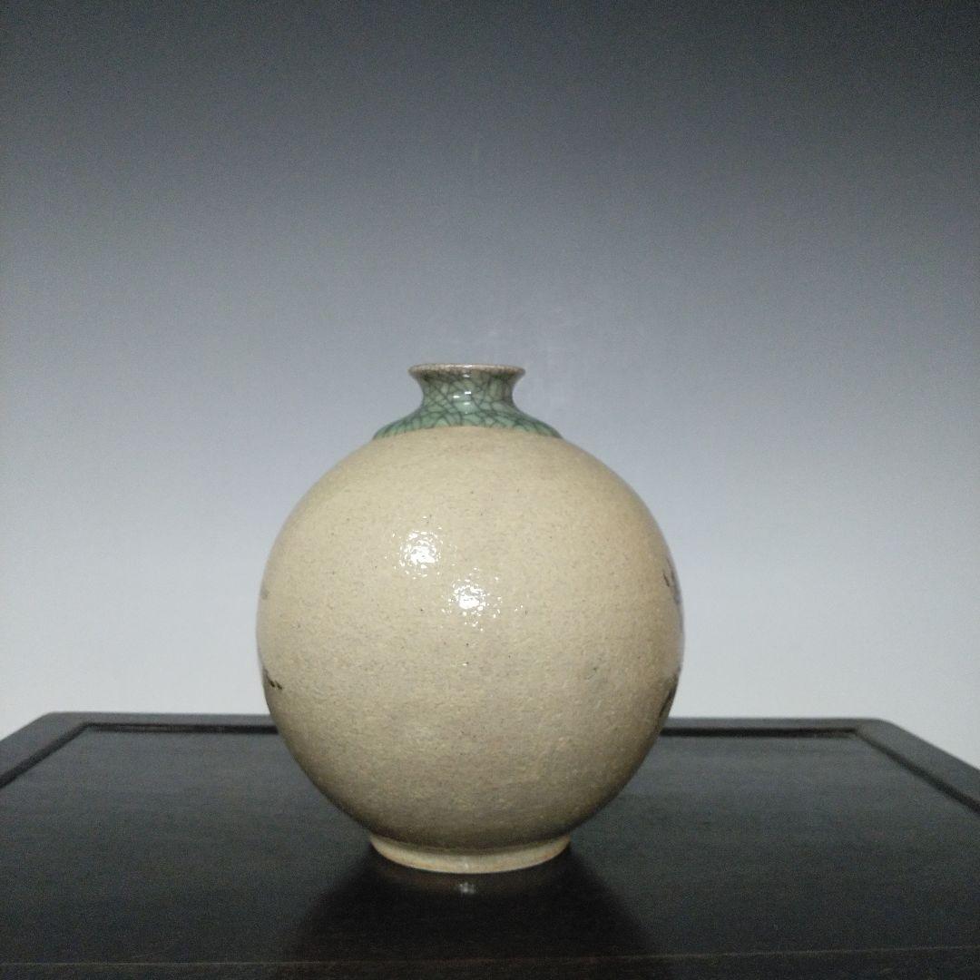 NO651 相馬駒焼　花瓶　田代法橋　馬絵