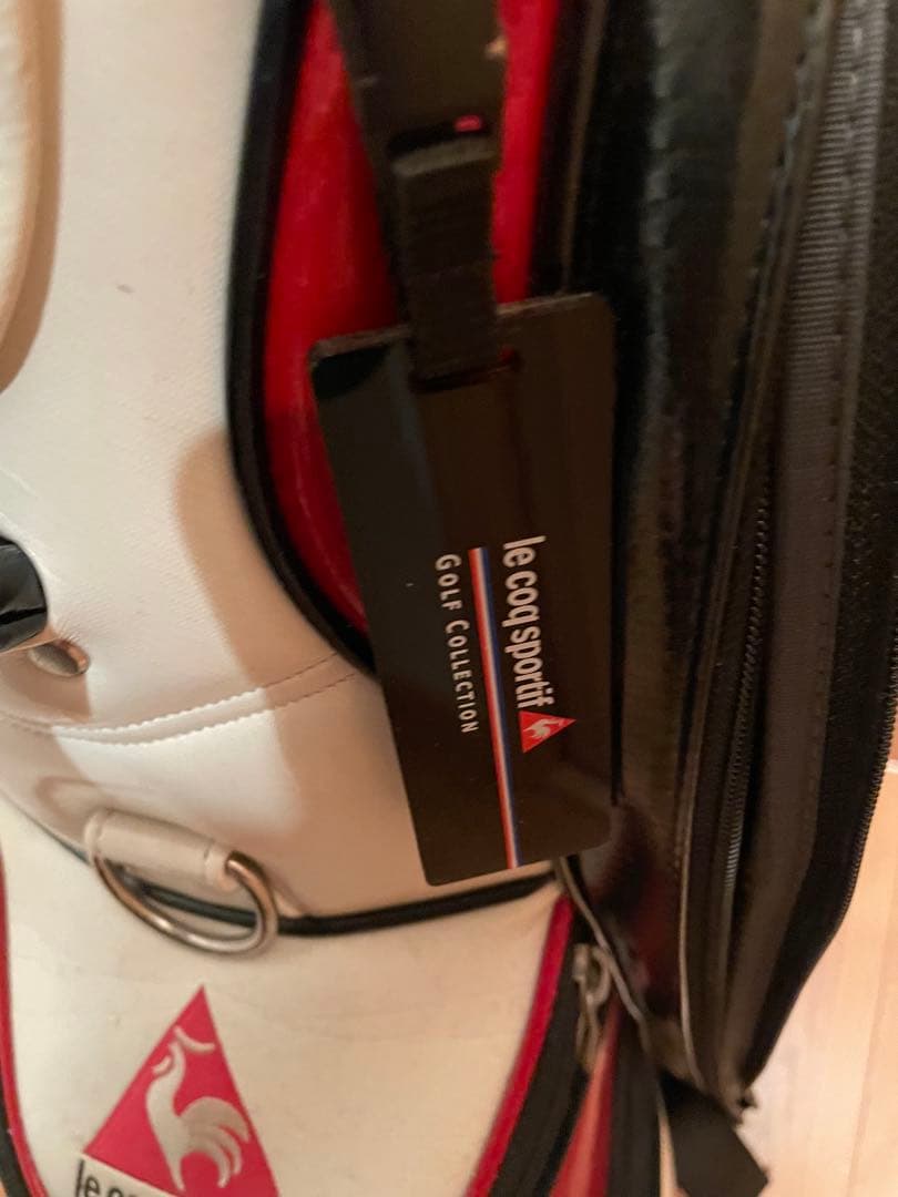 le coq sportif キャディバッグ ホワイト/レッド/ブラック