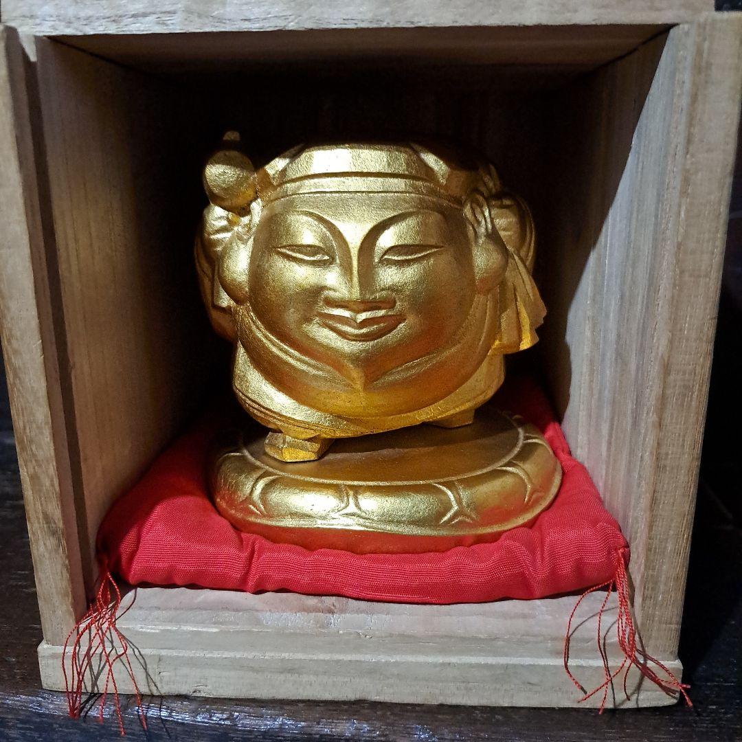 平櫛田中拜刀作　福聚大黒天尊像　共箱　金箔像　 古展出品作品 　昭和30年出品作