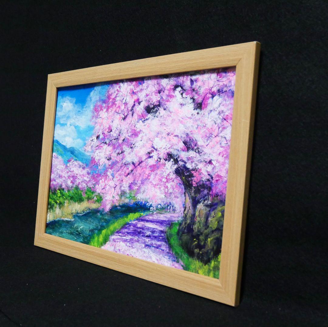 油絵 油彩 絵 絵画【Çherry blossom road】