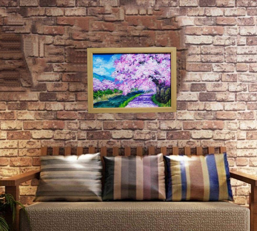 油絵 油彩 絵 絵画【Çherry blossom road】