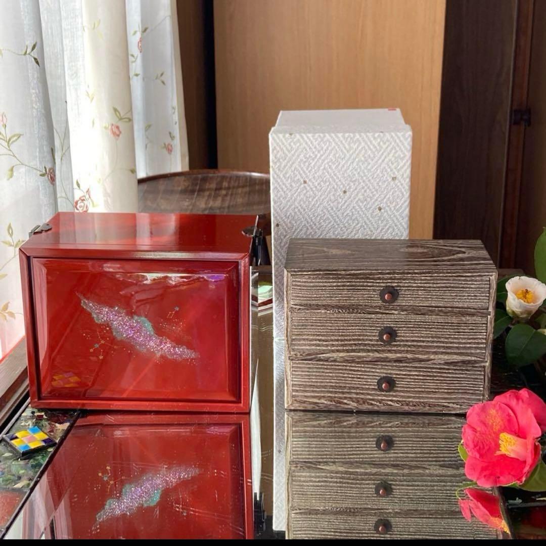 2245様感謝‼️JAPAN輪島螺鈿蒔絵「銀河-翠と紅」器局形宝石箱2点箱入