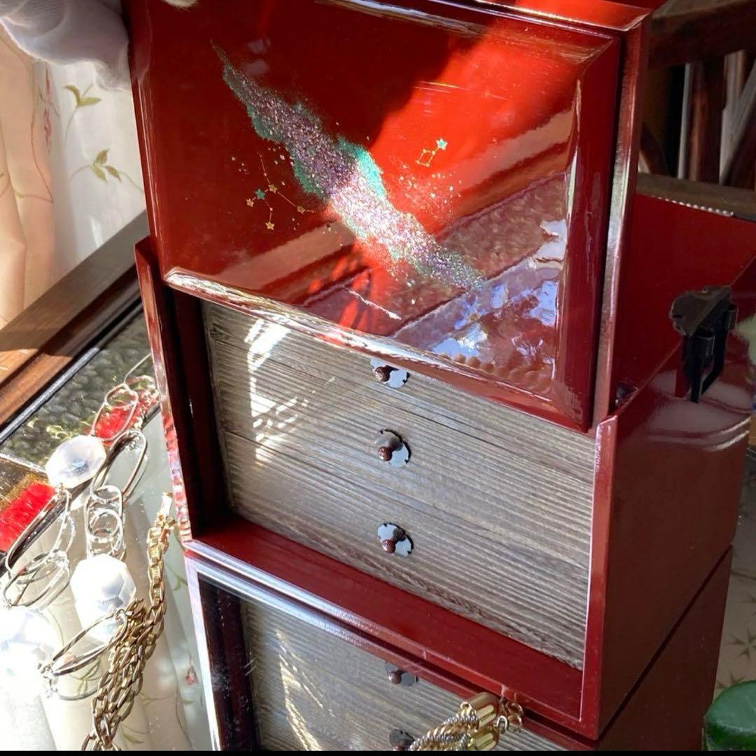 2245様感謝‼️JAPAN輪島螺鈿蒔絵「銀河-翠と紅」器局形宝石箱2点箱入