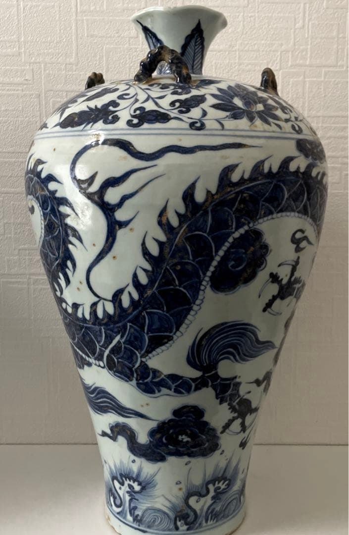 中国　明时代 青花 染付 雲龍紋 大壺 骨董古玩 陶芸古美術