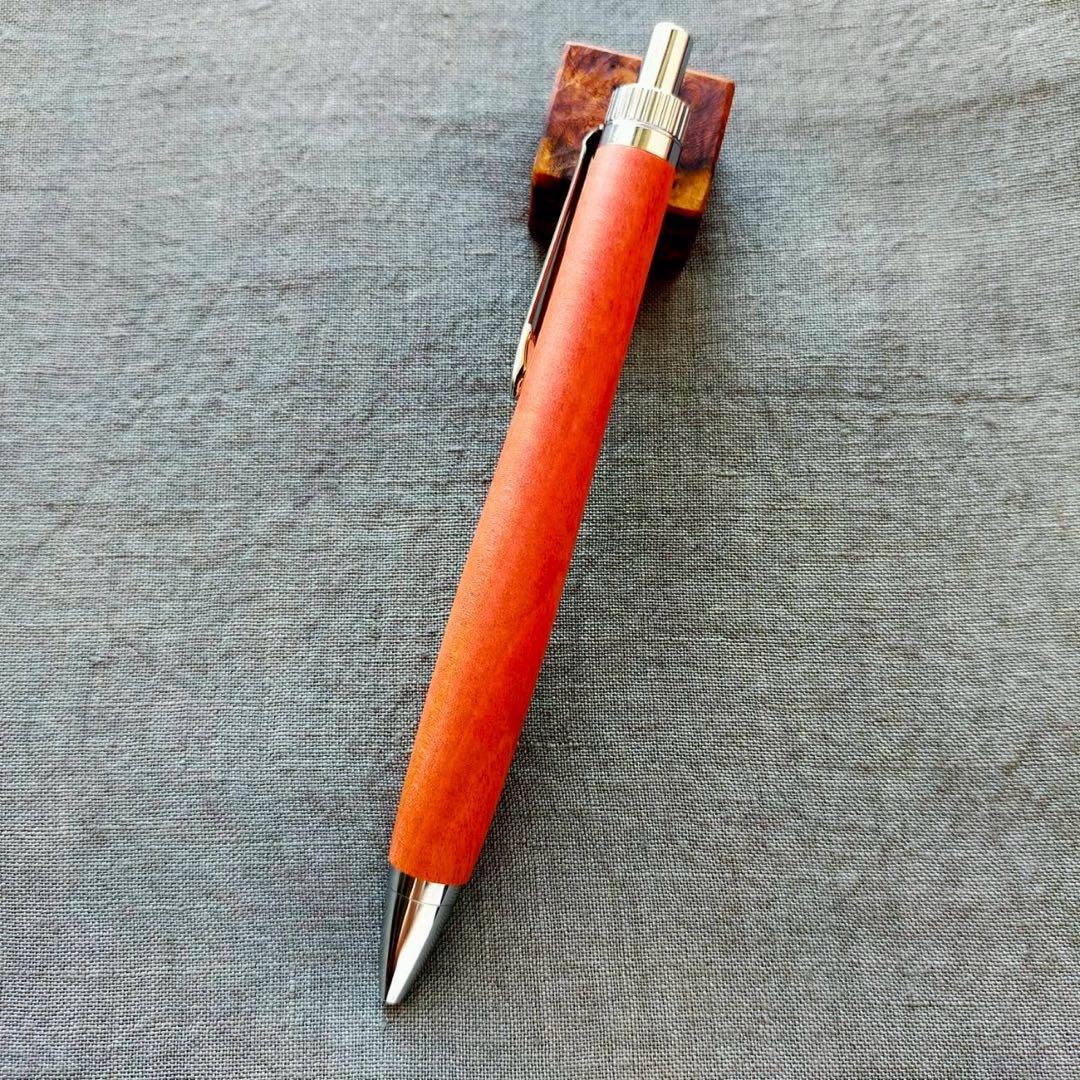 ピンクアイボリー　ハンドメイド　木軸ボールペン　G2　天然木　シルバー