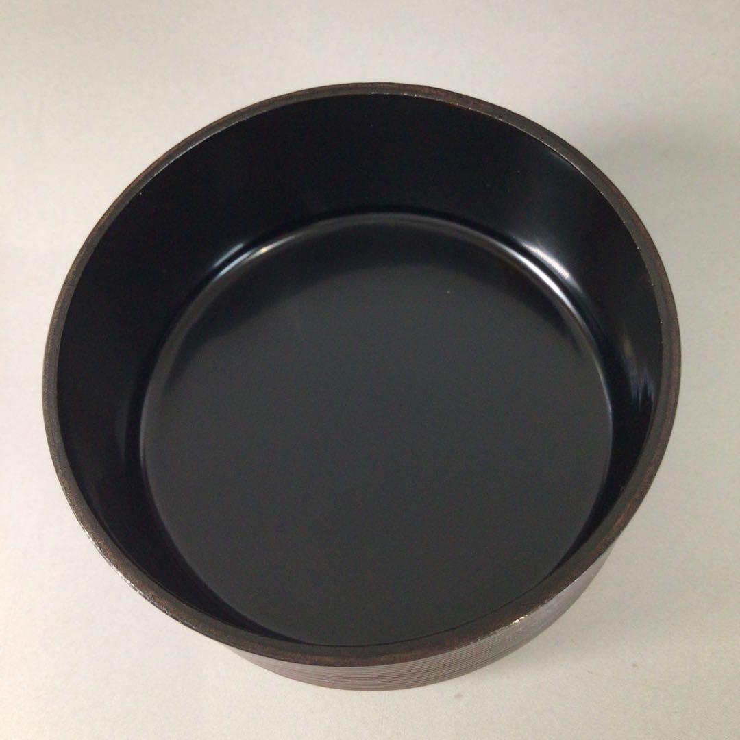 Ｒ８０５　棗　『中村湖彩作』『溜塗』『面朱松葉蒔絵』『中次棗』　共箱　茶道具