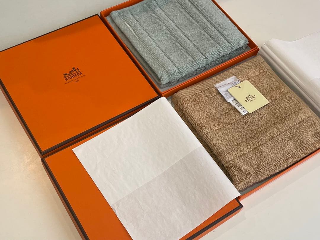 あーちん:HERMES（コットン/タオルセット/グレー ベージュ）