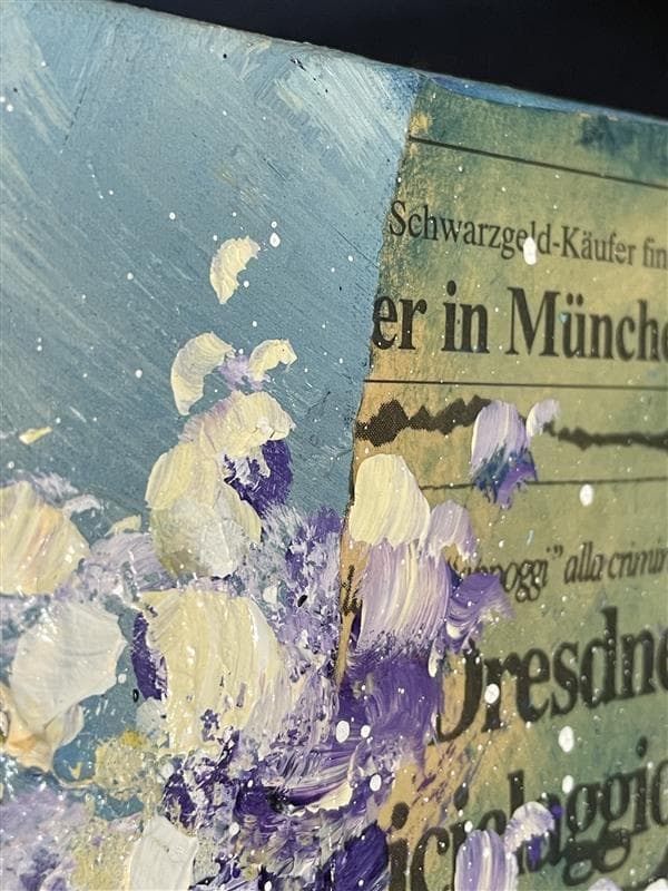 「真作」立川広己『パープルの花』静物画　油彩画　額装　サイン有り　F6号