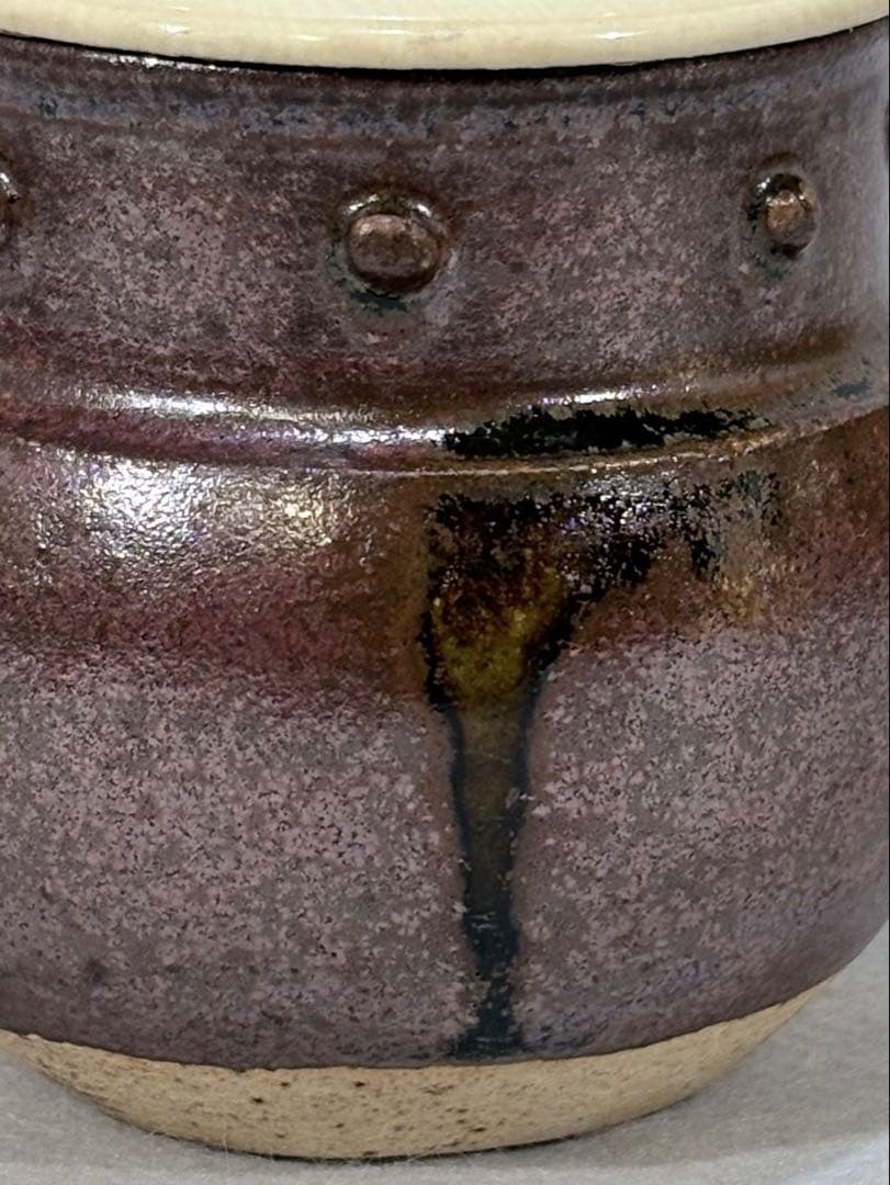 美濃焼　佐々木八十二造　古瀬戸ルイザ(擂座)茶入　美品　共箱　茶道具　送料込