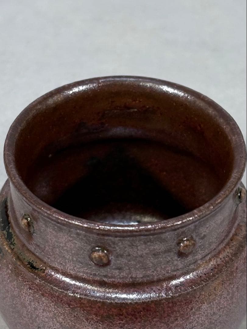 美濃焼　佐々木八十二造　古瀬戸ルイザ(擂座)茶入　美品　共箱　茶道具　送料込