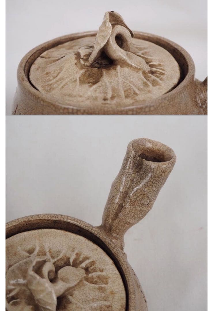 送料無料 江戸後期　尼僧【大田垣蓮月】自作 詩詠彫 手捏煎茶器6点　名品茶道具