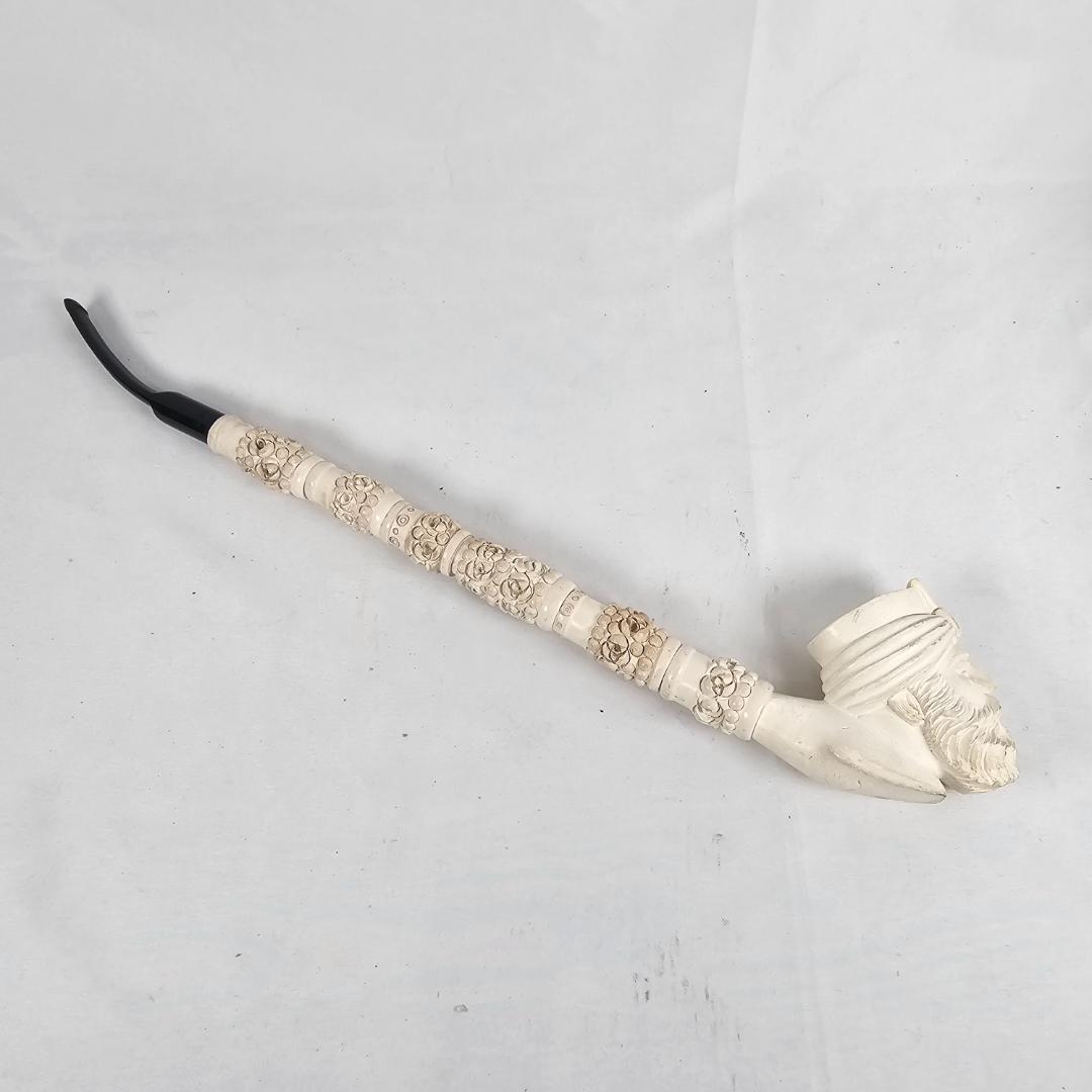 特大 海泡石 メシャムパイプ 43cm 彫刻 アンティーク