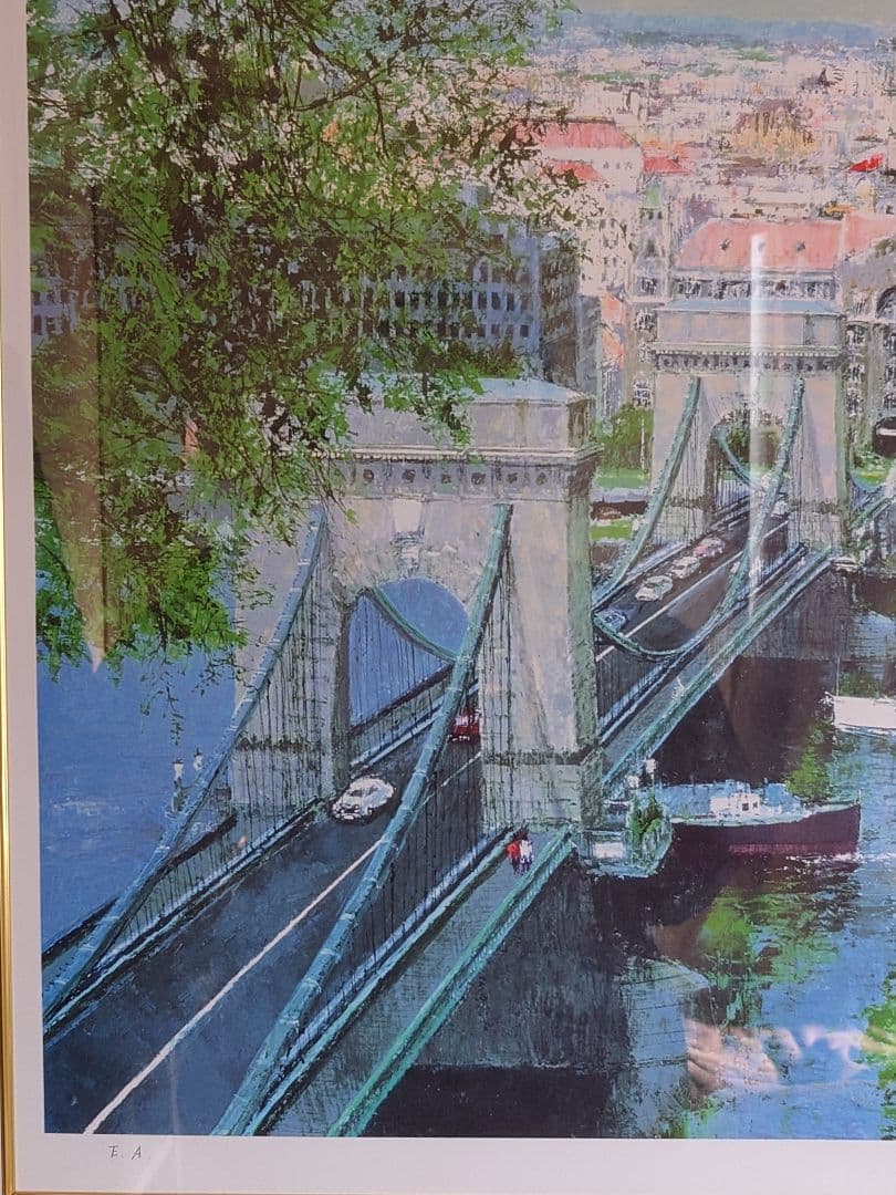 【特別価格、リトグラフ、真作】小田切訓『ドナウの橋』、直筆サイン、エディション入