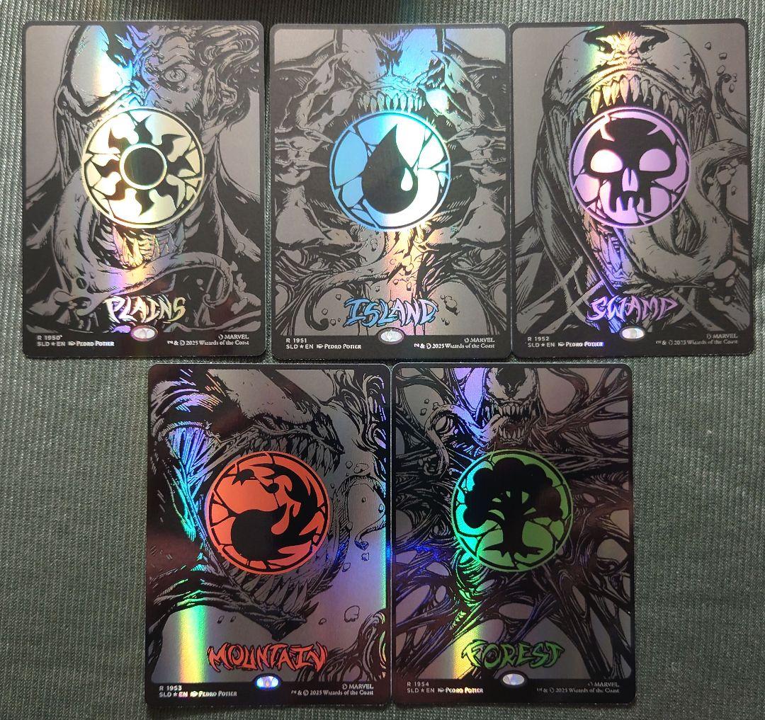 mtg スパイダーマン シンビオート レイズドFOIL 基本土地 ５枚セット