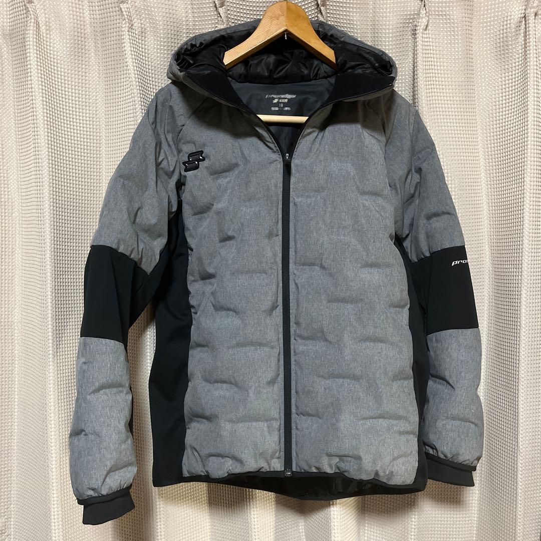 プロエッジ フード付きダウンジャケット グレー/ブラック