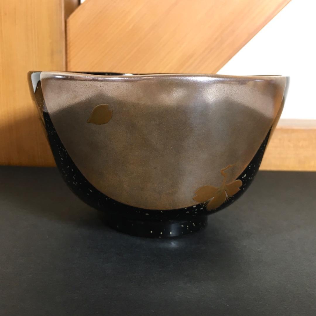 【三代目春斎】前端春斉 雪月花 陶漆漆器 茶碗 陶器