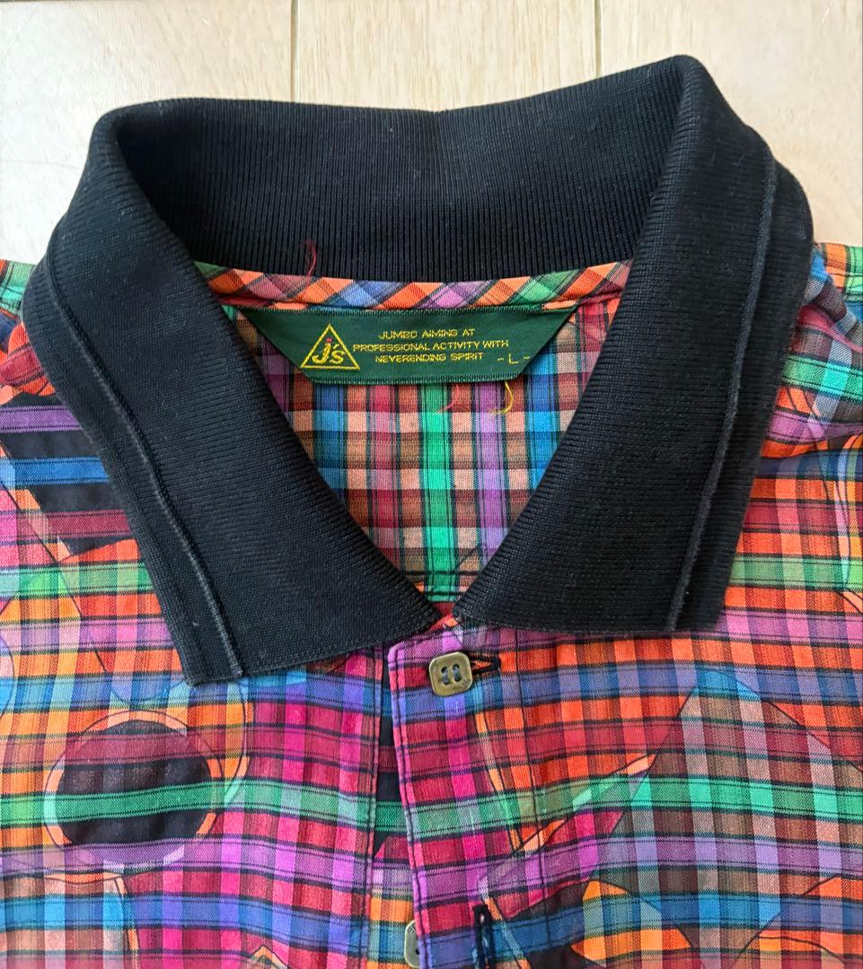 J's JUMBO ジャンボ尾崎 総柄　ポロシャツ 刺繍　サイズL