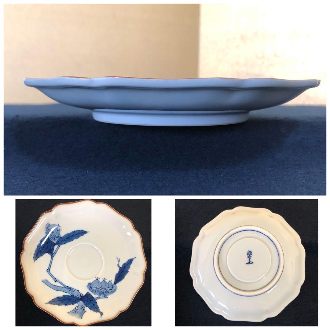 ‼️割引《R》有田焼 染付 栗絵 碗皿5客組 源右衛門作 共箱　250901G5