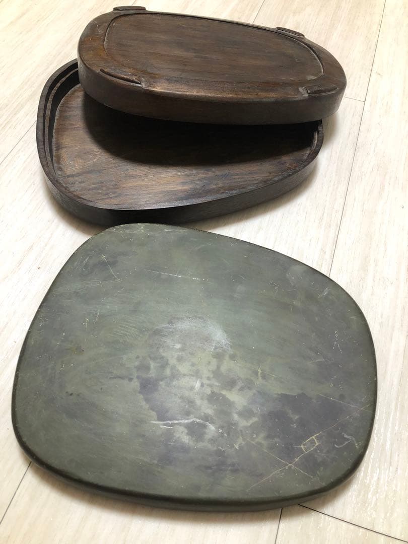 硯 旧老坑 青花 金綫 書道具硯　すずり 端溪硯 水岩 文房四寶 端渓硯