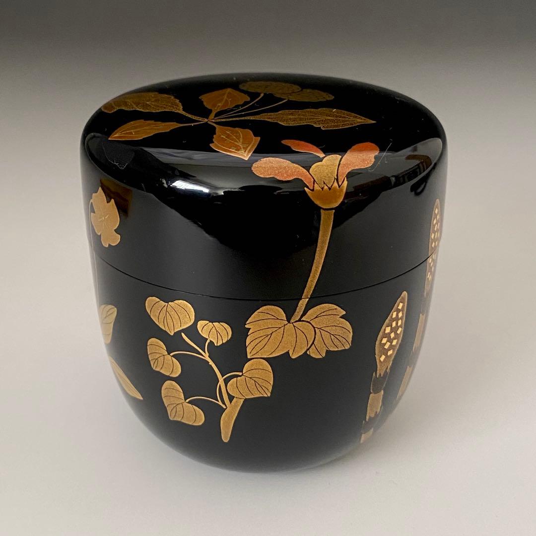 ◆茶平一斎 棗 春の草花 輪島塗 塗師 中棗 茶道具