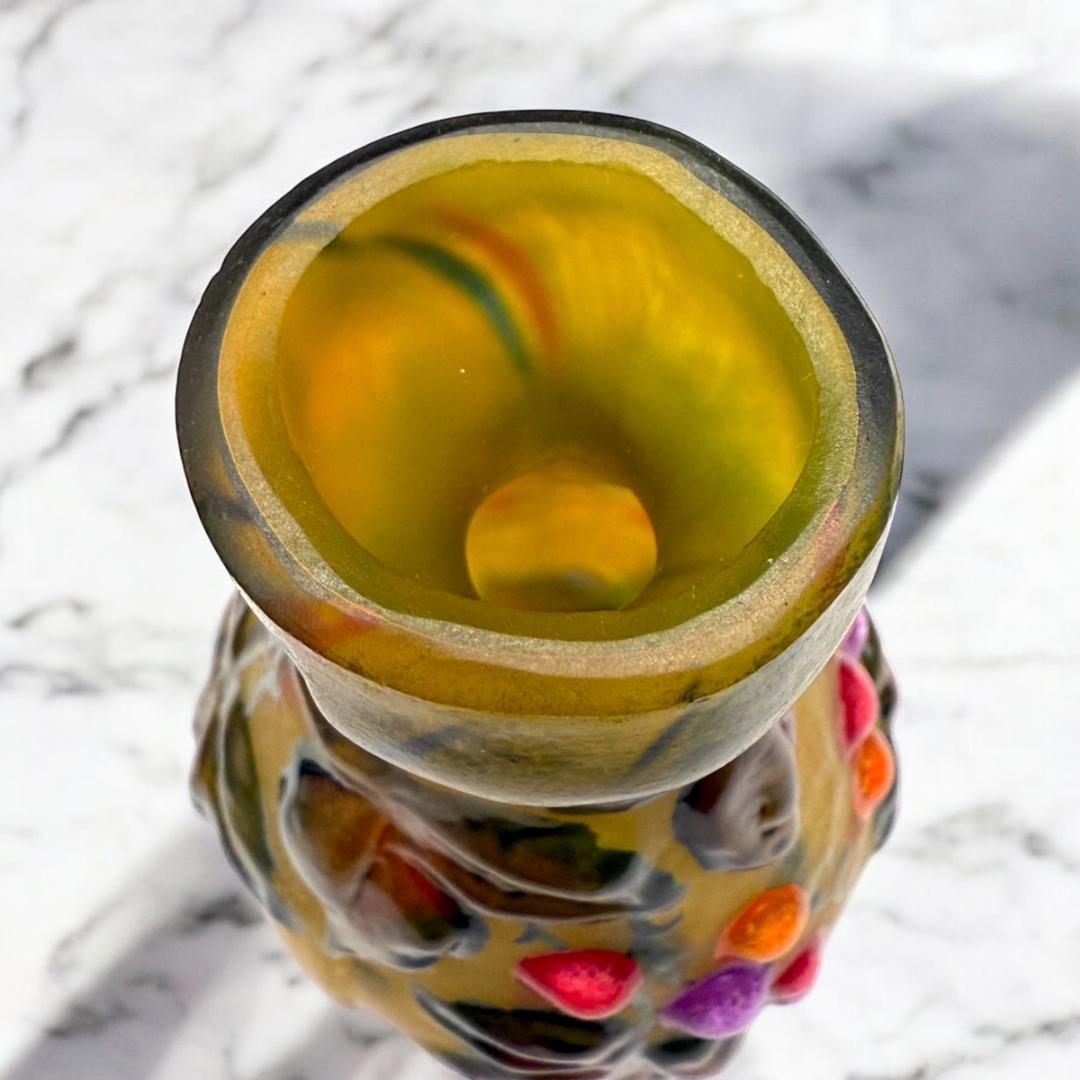 【証明書付】　ドームナンシー 花瓶 エナメル彩 アンティーク　スフレ技法