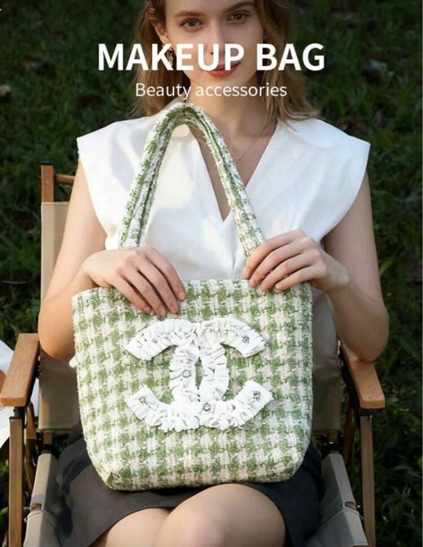 シャネル　トートバッグ フリル　シャネルノベルティ　グリーン