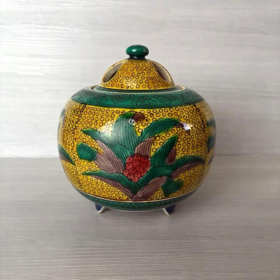 九谷焼　角福　香炉　陶器　茶道具