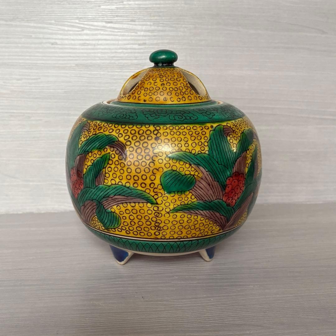 九谷焼　角福　香炉　陶器　茶道具