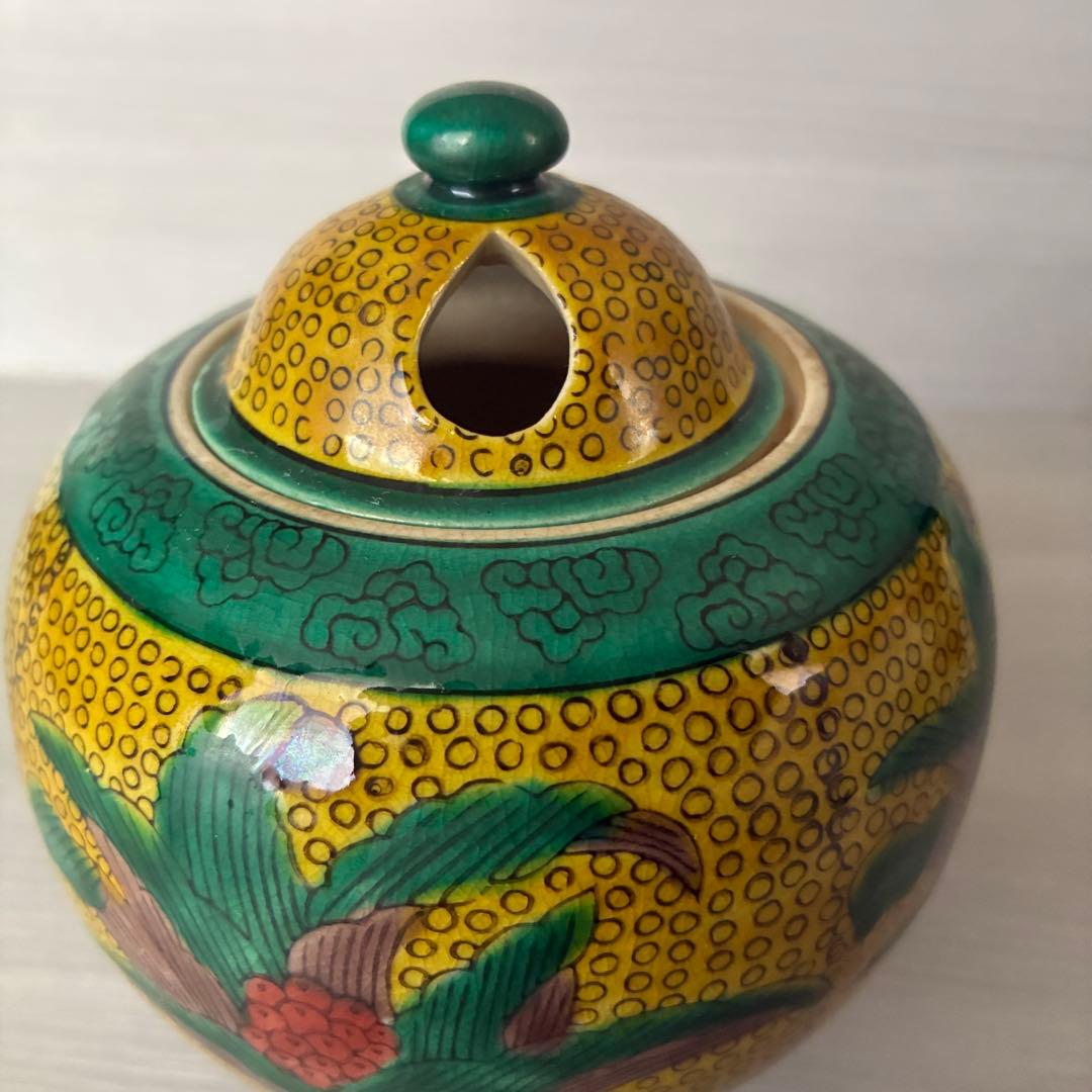 九谷焼　角福　香炉　陶器　茶道具