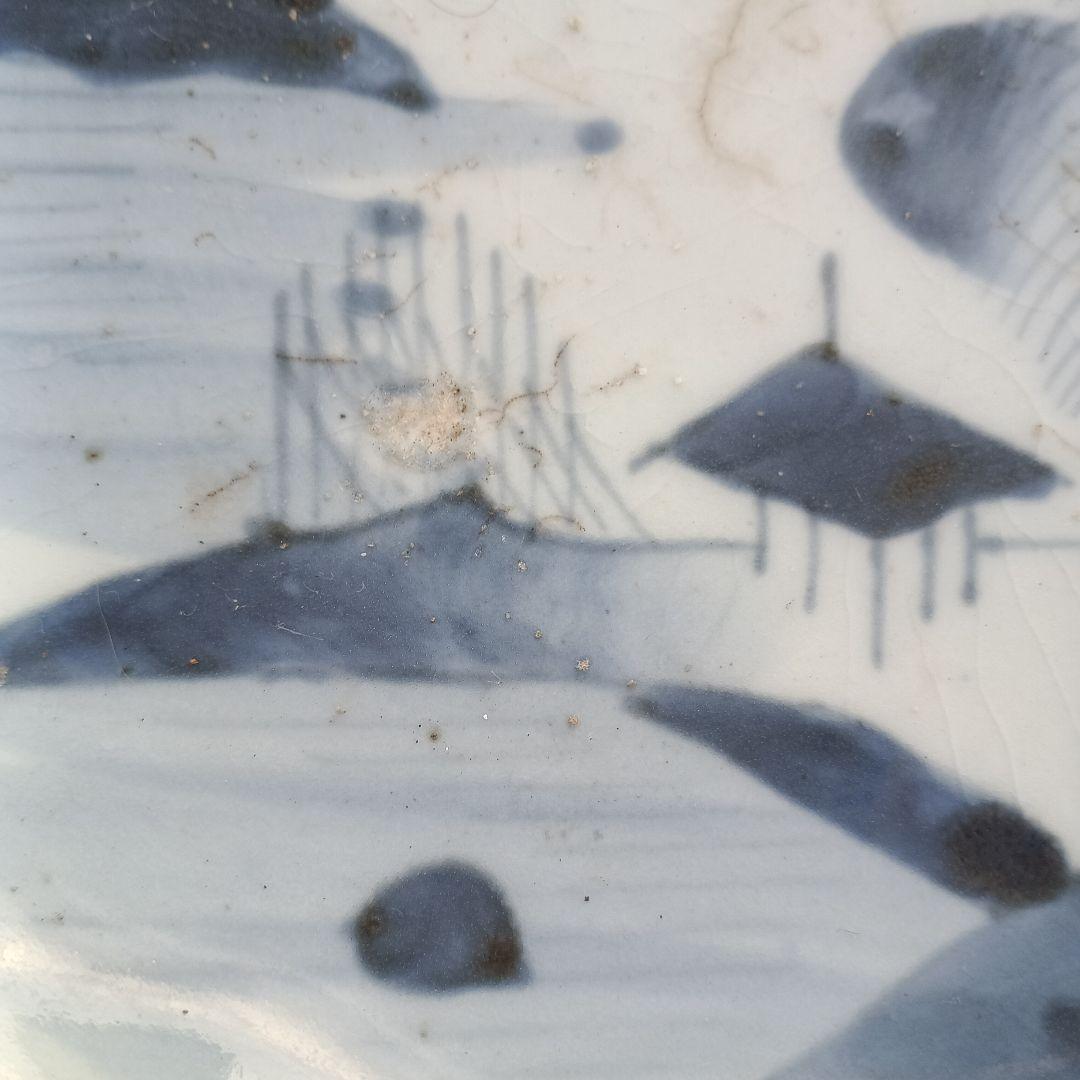 4076)古伊万里　染付皿　1枚　20cm