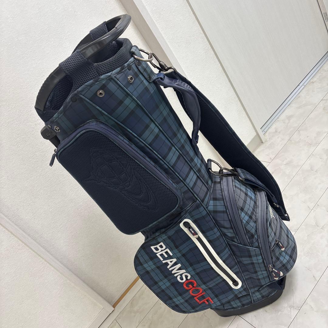 BEAMS GOLF スタンドキャディバッグ ネイビー・チェック