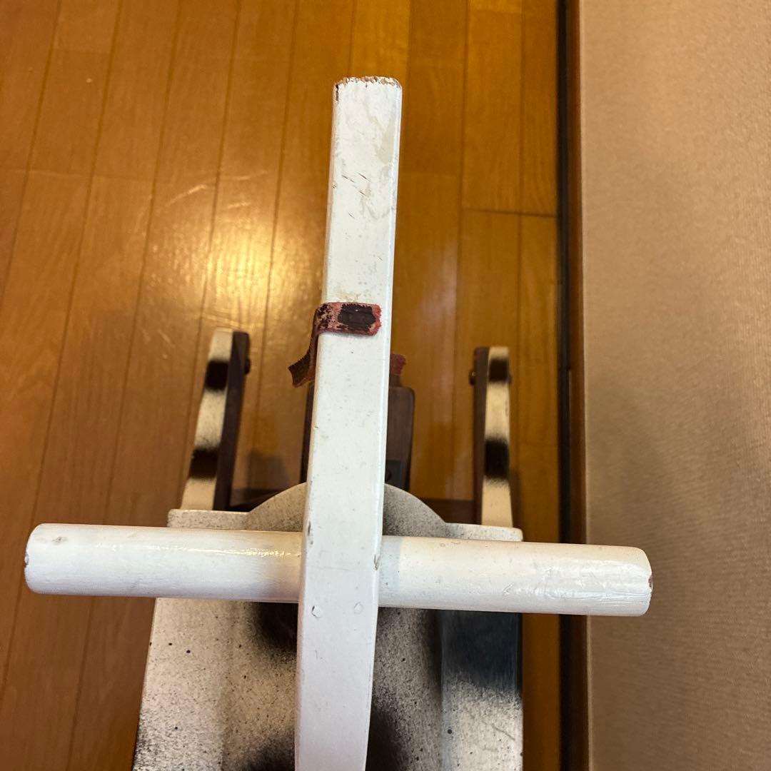 英国製　アンティーク 木製ロッキングホース 白黒水玉