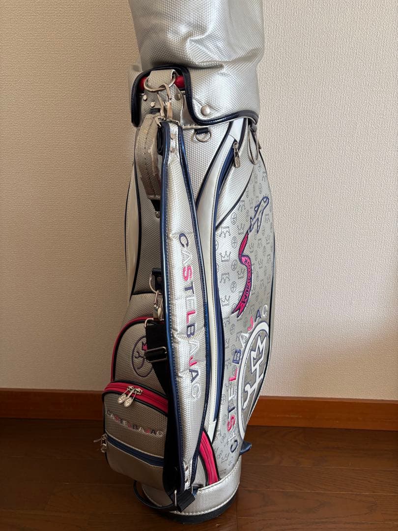 CASTELBAJAC キャディバッグ レディース　シルバー✖️ピンク刺繍