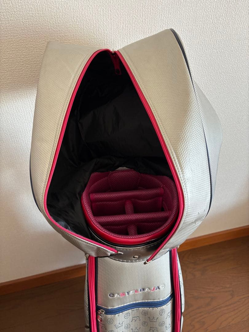 CASTELBAJAC キャディバッグ レディース　シルバー✖️ピンク刺繍